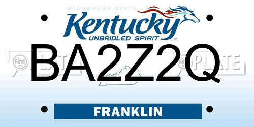 BA2Z2Q Kentucky License Plate