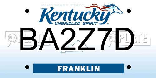 BA2Z7D Kentucky License Plate