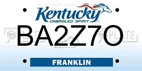 BA2Z7O Kentucky License Plate