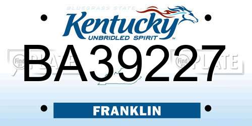 BA39227 Kentucky License Plate