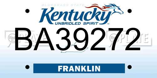 BA39272 Kentucky License Plate