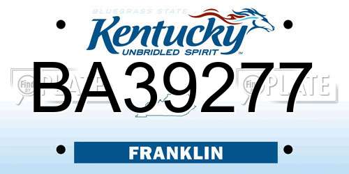 BA39277 Kentucky License Plate