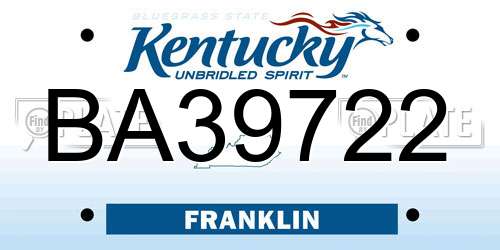 BA39722 Kentucky License Plate