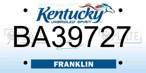 BA39727 Kentucky License Plate