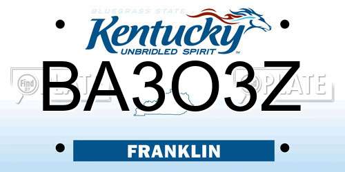 BA3O3Z Kentucky License Plate