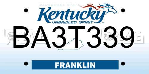 BA3T339 Kentucky License Plate