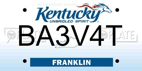 BA3V4T Kentucky License Plate