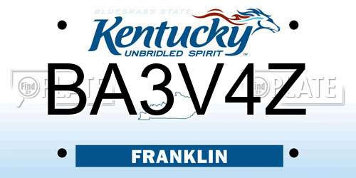 BA3V4Z Kentucky License Plate