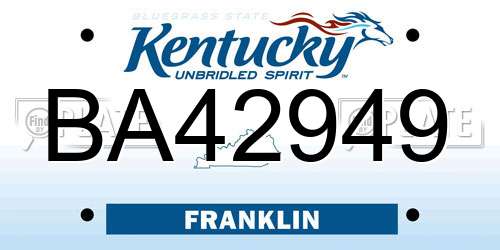 BA42949 Kentucky License Plate