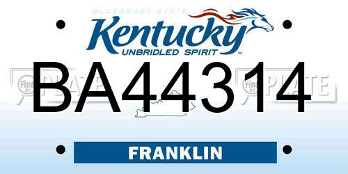 BA44314 Kentucky License Plate