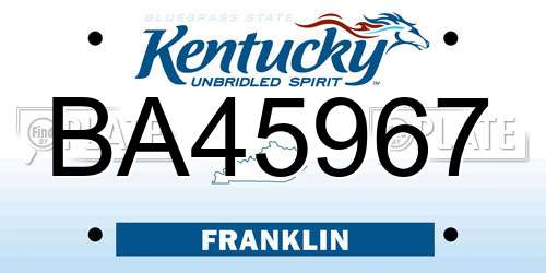 BA45967 Kentucky License Plate