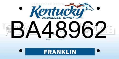 BA48962 Kentucky License Plate