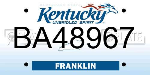 BA48967 Kentucky License Plate