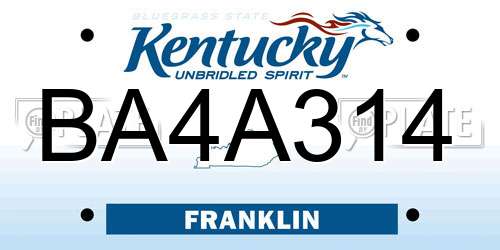 BA4A314 Kentucky License Plate