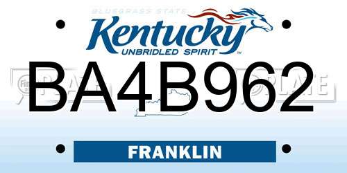BA4B962 Kentucky License Plate