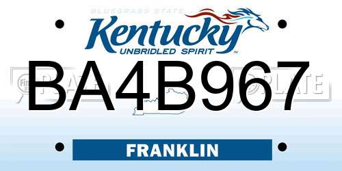 BA4B967 Kentucky License Plate