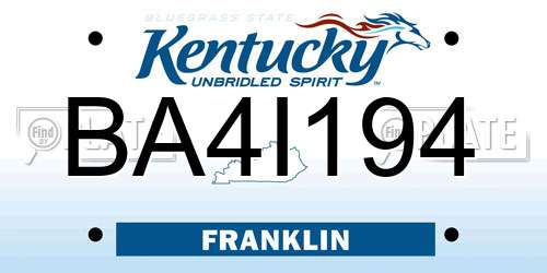 BA4I194 Kentucky License Plate