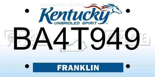 BA4T949 Kentucky License Plate