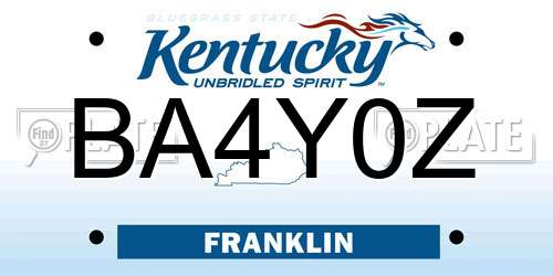 BA4Y0Z Kentucky License Plate