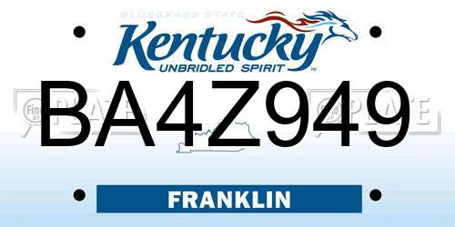 BA4Z949 Kentucky License Plate