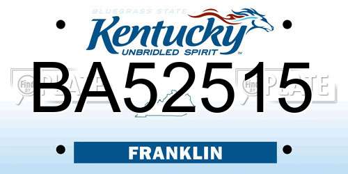 BA52515 Kentucky License Plate