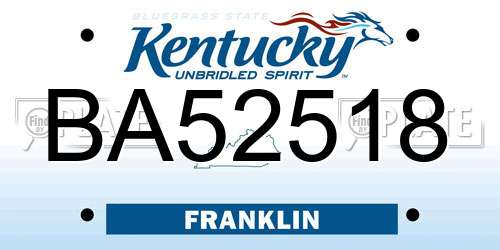 BA52518 Kentucky License Plate