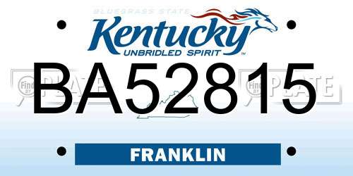 BA52815 Kentucky License Plate