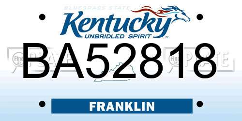 BA52818 Kentucky License Plate