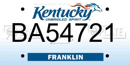 BA54721 Kentucky License Plate