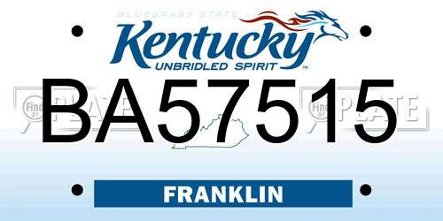 BA57515 Kentucky License Plate