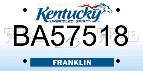 BA57518 Kentucky License Plate