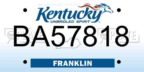 BA57818 Kentucky License Plate