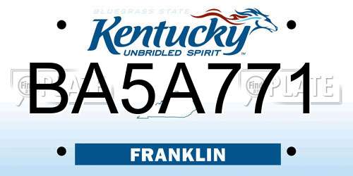 BA5A771 Kentucky License Plate