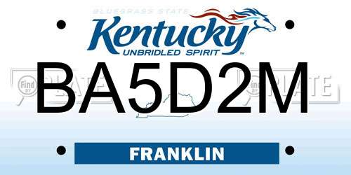 BA5D2M Kentucky License Plate
