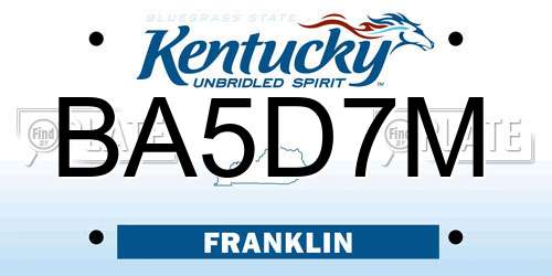 BA5D7M Kentucky License Plate