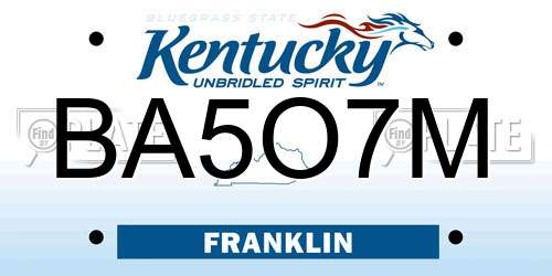 BA5O7M Kentucky License Plate