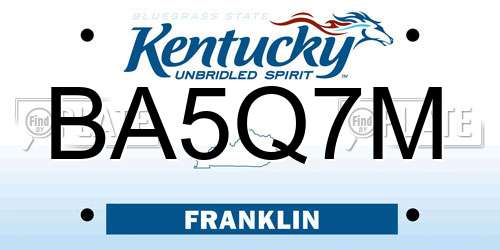 BA5Q7M Kentucky License Plate