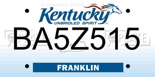 BA5Z515 Kentucky License Plate