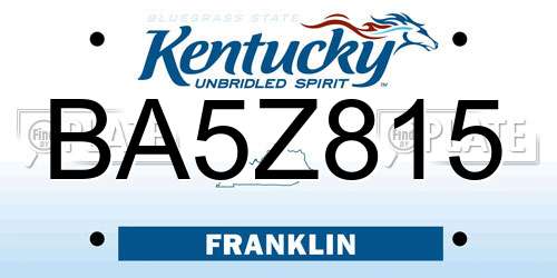 BA5Z815 Kentucky License Plate