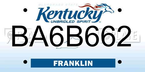 BA6B662 Kentucky License Plate