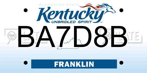 BA7D8B Kentucky License Plate