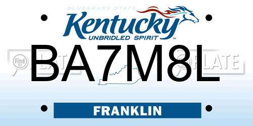 BA7M8L Kentucky License Plate