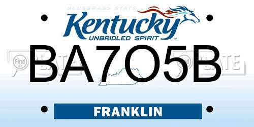 BA7O5B Kentucky License Plate
