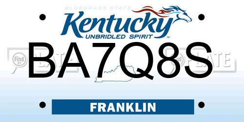BA7Q8S Kentucky License Plate