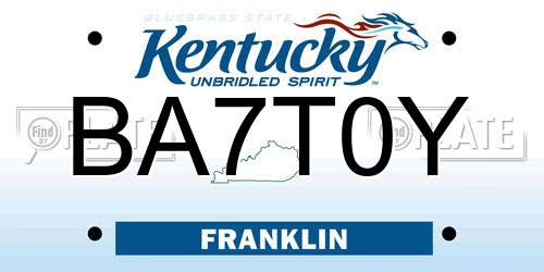 BA7T0Y Kentucky License Plate
