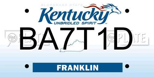BA7T1D Kentucky License Plate