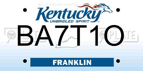 BA7T1O Kentucky License Plate
