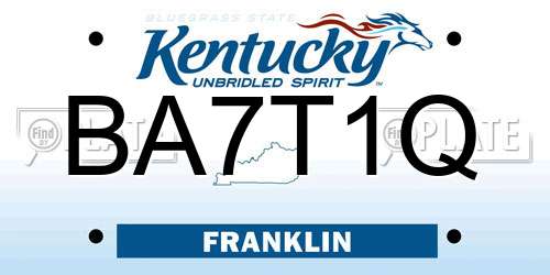 BA7T1Q Kentucky License Plate