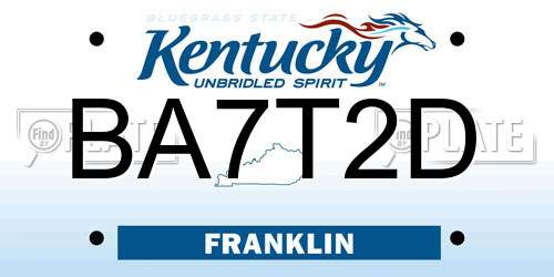 BA7T2D Kentucky License Plate