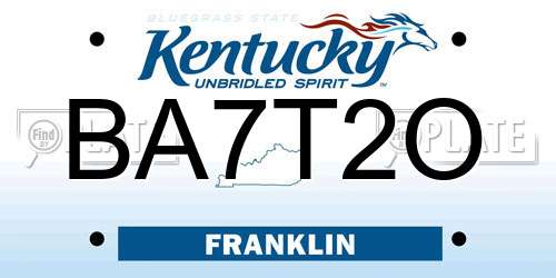 BA7T2O Kentucky License Plate